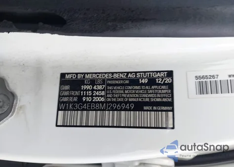 2021 Mercedes-Benz A 220 from USA, damaged, VIN W1K3G4EB8MJ296949